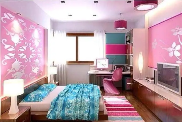 Cool Bedroom Ideas for a Girl with Modern Furniture Pink Color